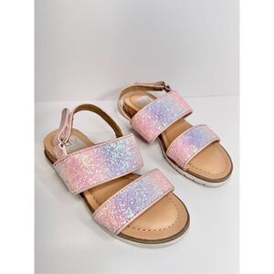 DV Dolce Vita Girls‎ Size 11 Pink Glittery Derby Wedge Sandal